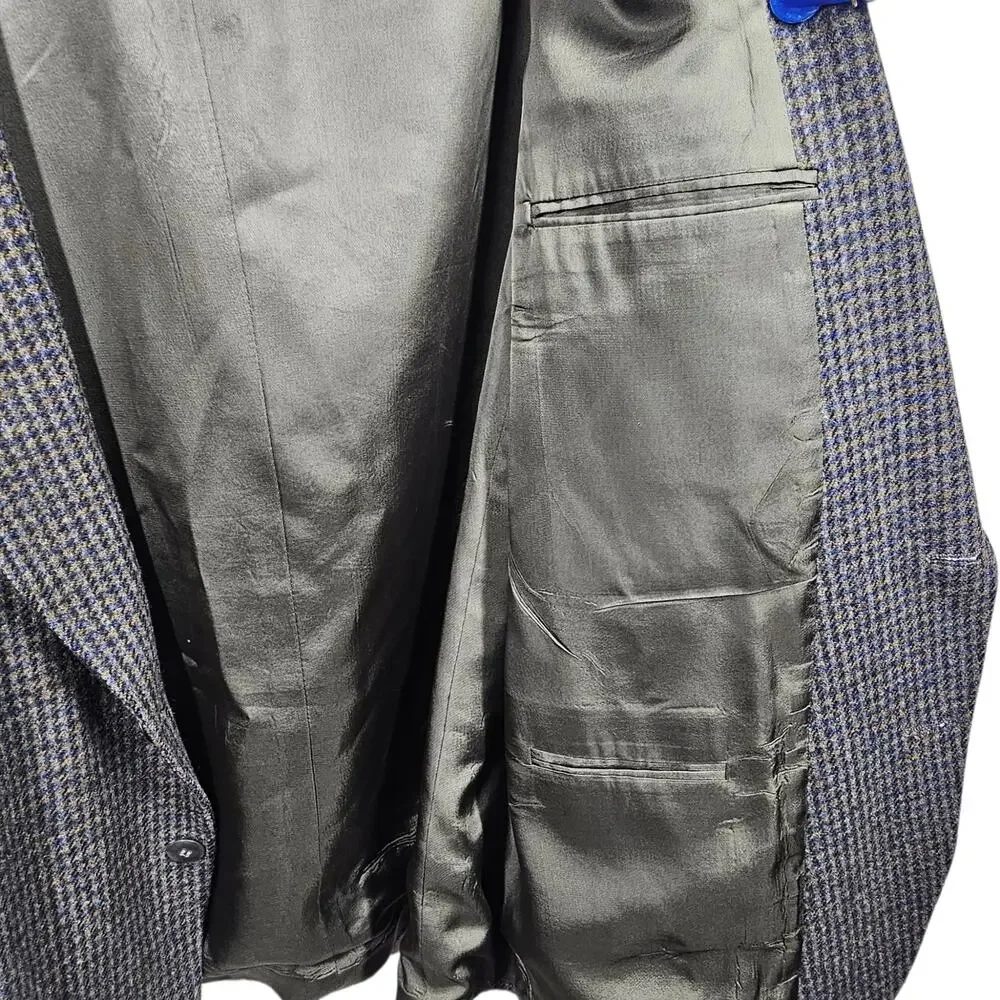 Vintage Woolrich Men's Wool Blend Blazer Sport Coat Gray Houndstooth Size L